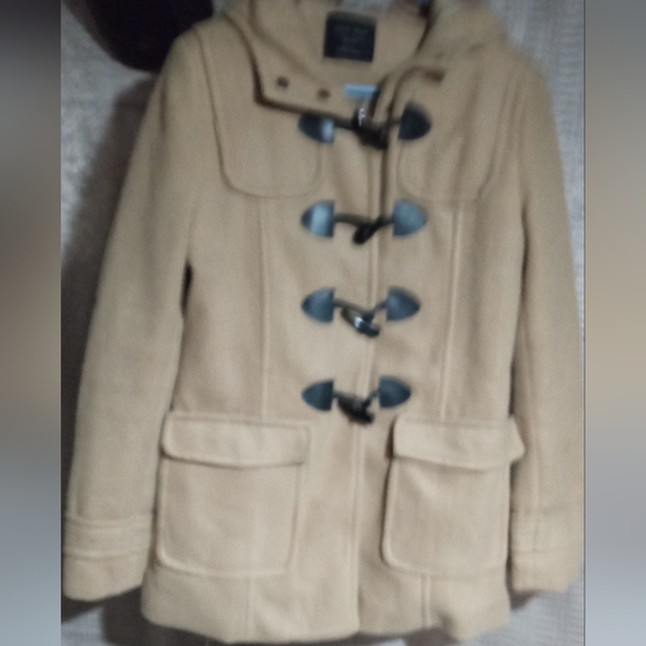 Women's Wool Like Hooded Cream Color Coat . Size Medium - Picture 1 of 6